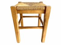 Vintage French Brown Wood Wooden Woven Strung Rattan Raffia Footstool Foot Stool Rest Footrest Display Stand circa 1980-90's / EVE