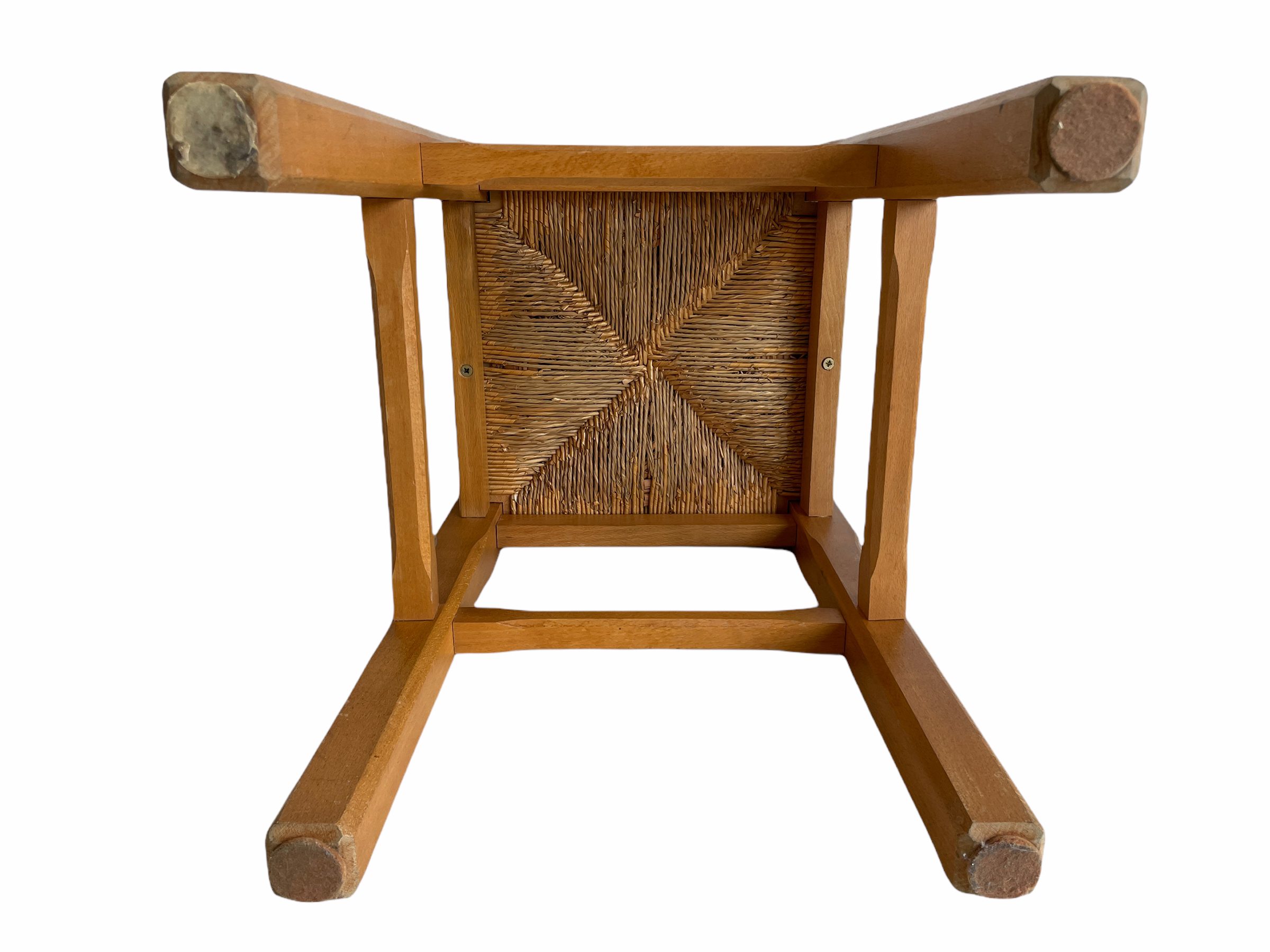 Vintage French Brown Wood Wooden Woven Strung Rattan Raffia Footstool Foot Stool Rest Footrest Display Stand circa 1980-90’s / EVE 3 Vintage French Brown Wood Wooden Woven Strung Rattan Raffia Footstool Foot Stool Rest Footrest Display Stand circa 1980-90's / EVE - Image 3