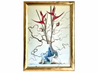 Vintage Dutch Large Framed Ruud Verkerk Art Print Of A Chinese Vase Shell Flower In Frame Wall Decor c1980's / EVE