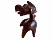 Vintage African Small Wooden Nimba Ornament Figurine Decorative Carved Statue Carving Sculpture Wood Tribal Art c1980-90's / EVE