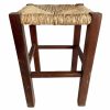 Vintage French Brown Wood Wooden Woven Strung Footstool Foot Stool Rest Footrest Display Stand Tabouret circa 1960-70's / EVE