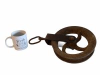 Alternative view of Antique French Large Well Barn Pulley Wheel industrial agricultural tool historical farm machinary circa 1910-30's