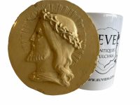 Alternative view of Vintage French Jesus Crown Of Thorns Religious Icon On Plaster Plaque Religion Catholic Worship Altar circa 1950-60's / EVE