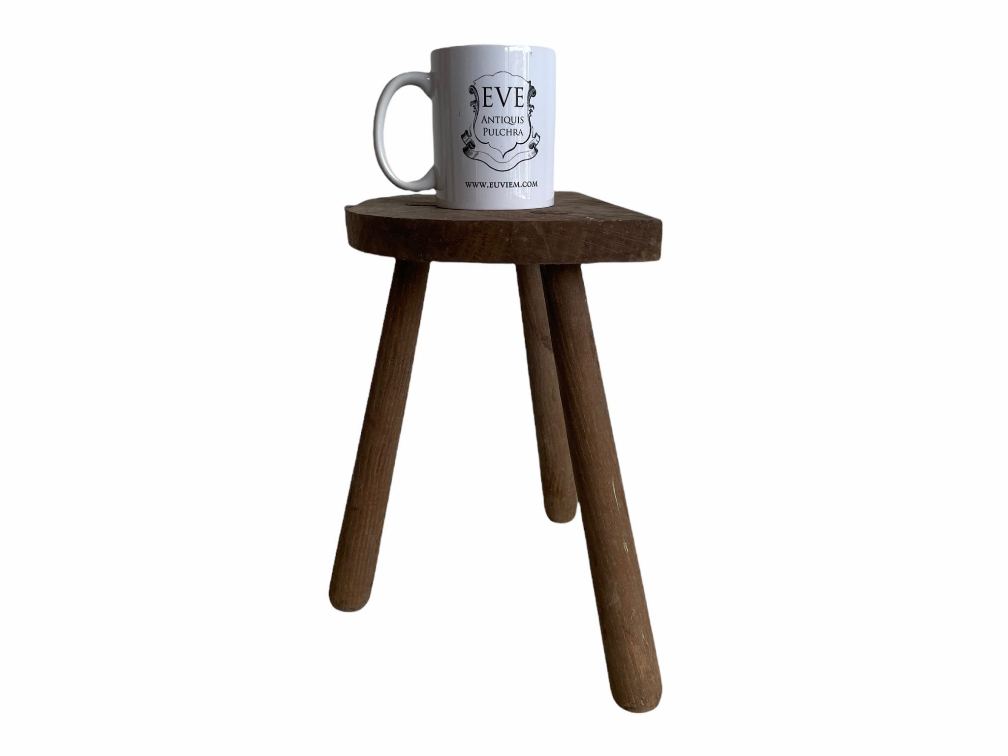 Vintage French Wooden Wood Milking Stool Chair Seat Kitchen Table Farm ...