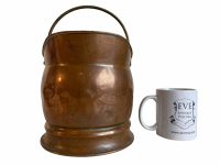 Alternative view of Vintage French Small Coal Bucket Scuttle Fireplace Fire Brass Copper Metal Handle Flower Plant Vase Pot circa 1960-70's / EVE