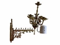 Alternative view of Vintage French Gold Coloured Metal Wall Hanging Regal Candle Candlestick Stick Candelabra Pedestal Stand Decor c1920-40's