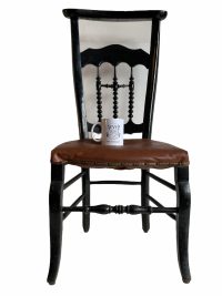 Alternative view of Vintage French Wooden Black Brown Wood Small Prayer Kneeling Stool Chair Nursing Childs Seating Kneel Pray Design c1940-50's