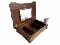 Antique French Wooden Brown Wood Side Table Top Without legs Stand Display Rest Plinth Heavily Worn Prop Mirror c1900-10's