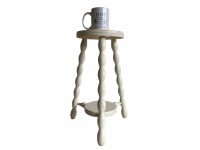 Alternative view of Vintage French Small Stand Stool Table Wooden Wood Side Plinth Flower Pot Ornament Display Shelf Rustic Rural Prop Bobbin c1970-80's / EVE