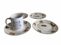 Alternative view of Vintage French Ceramic White Vegetable Saucer Set Of Four Serving Bowl Dish Lunch Sandwich Small Side Plate c1950's / EVE