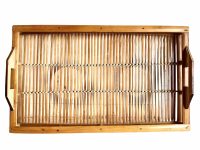 Vintage Thai Bamboo Wood Tea Ceremony Serving Presentation Dinner Tray Trivet Plate Display Protection Prop Thailand circa 1980-90's / EVE