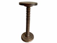 Vintage French Accordian Style Circular Side Table Compact Stand Display Plant Pot Plinth Tall High Twisty Heavy Tabouret c1960-70's / EVE