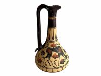 Vintage Greek Plate Reproduction Copy Of circa 550BC Jug Hand Made Light Damaged Terracotta Clay Pottery Ancient Greece c1970-80's / EVE