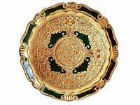 Vintage Italian Florentine Florence Gold Wood Paste Ornately Decorated Small Serving Lap Tray Table Trivet Stand Decoration c1970's / EVE