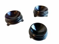 Vintage Chinese Wooden Egg Marble Stand Display Plinth Vase Ornament Circular Base Decor Placemat Protector Asian Box Wood c1970's / EVE