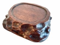 Vintage Japanese Wooden Stand Display Plinth Vase Ornament Circular Base Decor Trivet Placemat Table Protector Asian Box Wood c1940's / EVE