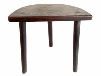 Vintage French Extra Large D Stool Traditional Small Milking Wooden Brown Wood Small Chair Stand Display Plinth Seating Pot c1950-60's / EVE