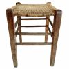 Antique Raffia Stool French Wooden Wicker Brown Wood Woven Low Small Chair String Woven Plinth Stand Tabouret Pot c1910-20's / EVE