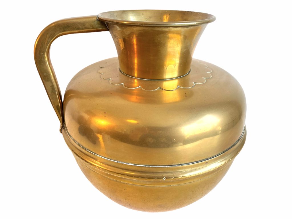 Vintage Brass Vase Pot Villedieu Metal Large Handled Jug Pitcher Vessel Holder Interior Design Traditional Decor Display c1950-60’s / EVE