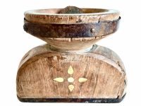 Antique Indian Seed Sowing Sorting Farming Planting Decorative Vase Pot Container Display Teak Wood Gift circa 1910-20's / EVE