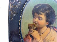 Alternative view of Antique French Desktop Table Top Photo Frame Lacquered Wood Ornate Decorated With Mother Of Pearl Decadent Decorative Black c1900-10's / EVE