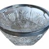 Vintage English Glass Silver Metal Band Fruit Food Serving Display Bowl Plate Dish Charger Holder Centrepiece c1970's / EVE