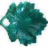 Vintage French Ceramic Grape Vine Leaf Serving Bowl Dish Platter Green For Bunch Of Grapes circa 1950-60's / EVE