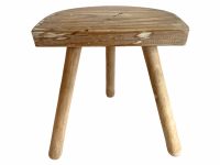 Vintage French D Stool Traditional Small Milking Wooden Brown Wood Small Chair Stand Display Plinth Seating Pot Tabouret c1970-80's / EVE
