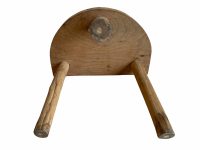 Alternative view of Vintage French D Stool Traditional Small Milking Wooden Brown Wood Small Chair Stand Display Plinth Seating Pot Tabouret c1970-80's / EVE
