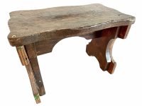 Vintage French Beaten Up Repaired Bench Stool Small Table Wooden Wood Chair Seat Side Stand Flower Pot Display c1920-80's / EVE