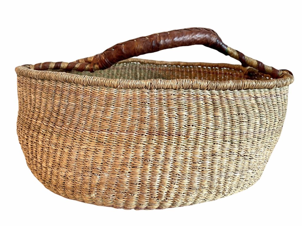 Vintage African XL Shopping Storage Preservation Harvesting Wicker Rattan Storage Basket Primitive Tribal Art Arts Prop Gift c1980’s / EVE