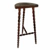 Vintage French Tall Wooden Wood Milking Stool Chair Seat Kitchen Table Farm D Shaped Seat Plant Rest Stand Tabouret c1960-70's / EVE