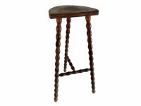 Vintage French Tall Wooden Wood Milking Stool Chair Seat Kitchen Table Farm D Shaped Seat Plant Rest Stand Tabouret c1960-70's / EVE