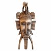 Vintage African Figurine Mask Statue Primitive Art Carving Wooden Wood Ornament Decorative Wall Display Tribal Prop circa 1980's / EVE