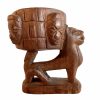 Vintage African Cup Bowl On Animal Cat Primitive Tribal Art Carving Wooden Wood Mug Chalice Decorative Display c1980's / EVE