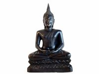 Vintage Thai Somdej Toh Man Idol Buddhist Buddha Monk Statue Cast Resin Black Sculpture Ornament Bankok circa 1990's / EVE