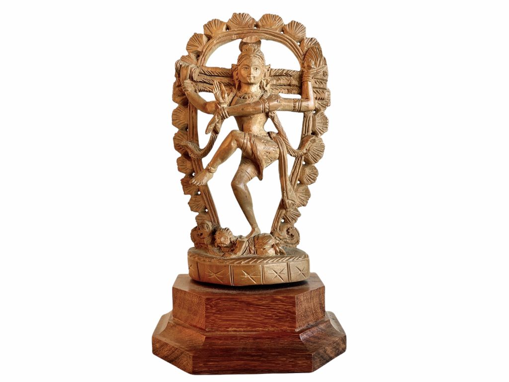 Vintage Indian Wood Hindu Nataraj God Ornament Icon Idol Decorative Alter Shrine Display Design Wooden c1980’s / EVE
