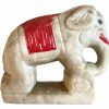 Vintage Indian Painted Marble Stone Elephant Book Ends Bookends Door Stop statue figurine ornament circa 1950's / EVE