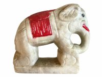 Vintage Indian Painted Marble Stone Elephant Book Ends Bookends Door Stop statue figurine ornament circa 1950's / EVE