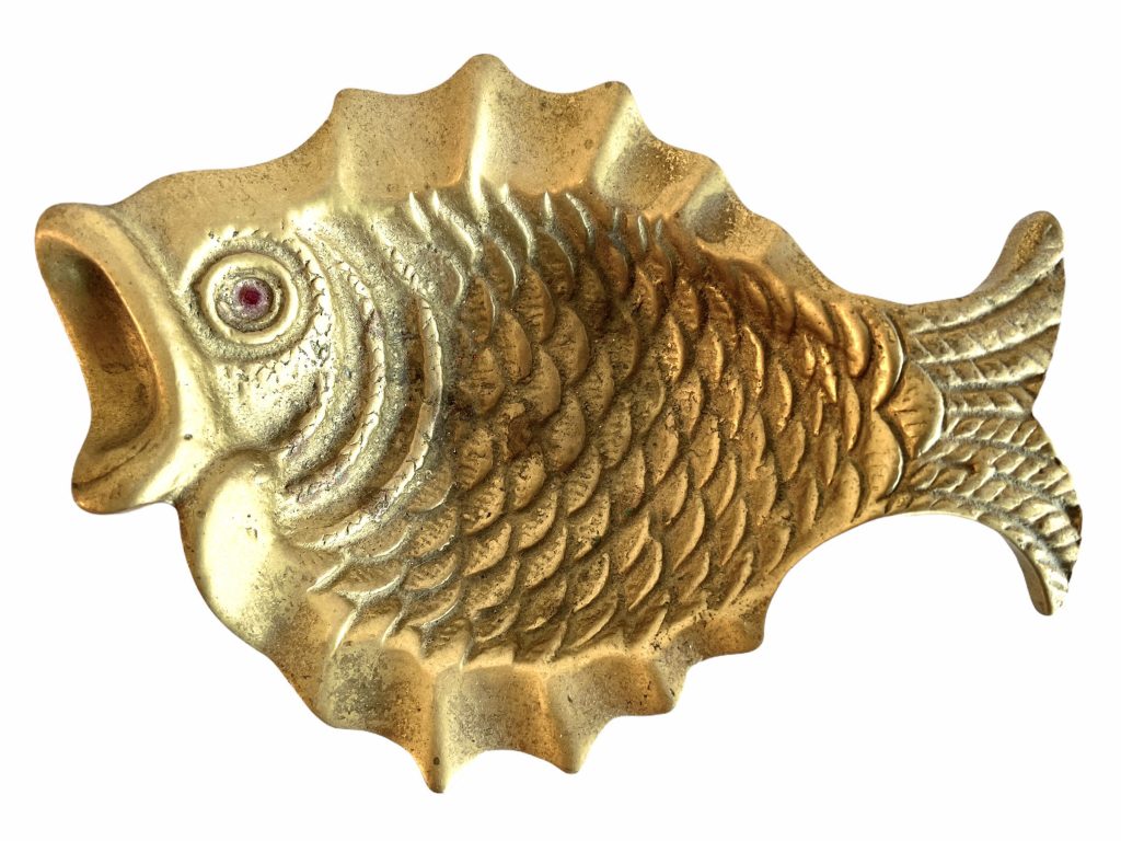 Vintage French Brass Fish Dish Basin Bowl Catch All Jewellery Jewelry Ornament Figurine Dressing Table circa 1960-70’s / EVE