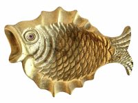 Vintage French Brass Fish Dish Basin Bowl Catch All Jewellery Jewelry Ornament Figurine Dressing Table circa 1960-70's / EVE