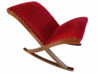 Vintage French Red Rocking Wood Wooden Footstool Foot Stool Rest Footrest Conservatory Desk Prop Display Tabouret circa 1970-80's / EVE