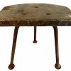 Vintage French Small Milking Stool Wooden Rusty Metal Step Chair Seat Kitchen Industrial Commercial Genuine circa 1950-60's / EVE