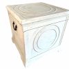 Vintage Chinese Asian Shabby Chic White Painted Square Box Chest Lidded Container Storage Wooden Wood Fabric Lining circa 1980-90's / EVE