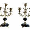 Antique French Candelabra Bronze Brass Metal Stone Candle Candlestick Stick Pedestal Stand Display Ornate Decor c1910's / EVE