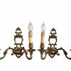Vintage French Brass Sconce Sconces Wall Hanging Double Electric Light Lantern Candle Lamp Ornament Decor Design Lighting c1970-80's / EVE