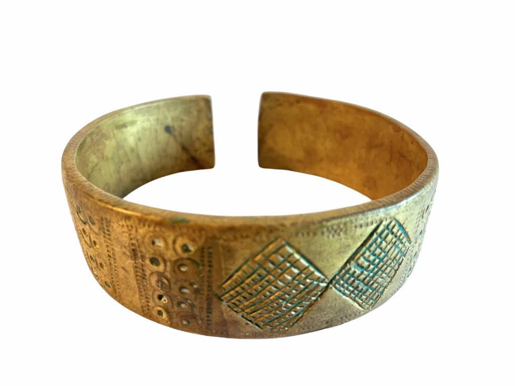 Antique African Solid Brass Cuff Bracelet Bangle Large Jewellery Jewelry Africa Large Extra Large c1910-30s / EVE