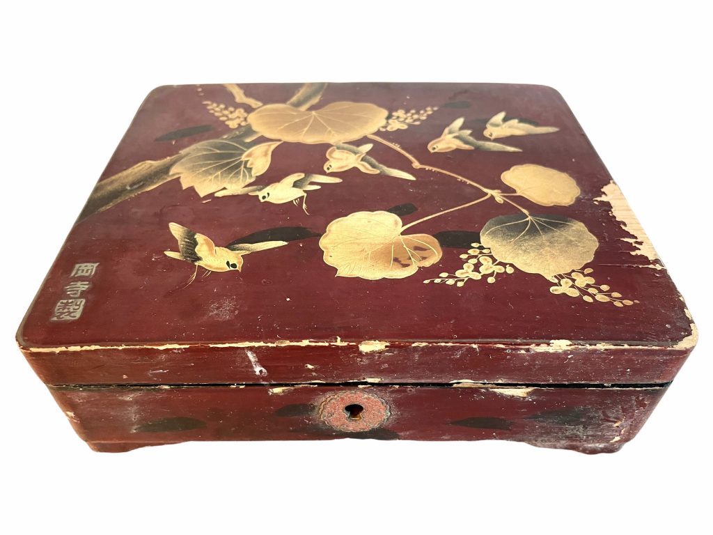 Antique Japanese Wooden Jewellery Jewelry Trinket Storage Box Container Chest Dressing Table Worn Treasure Hidey Hole circa 1910-20's / EVE