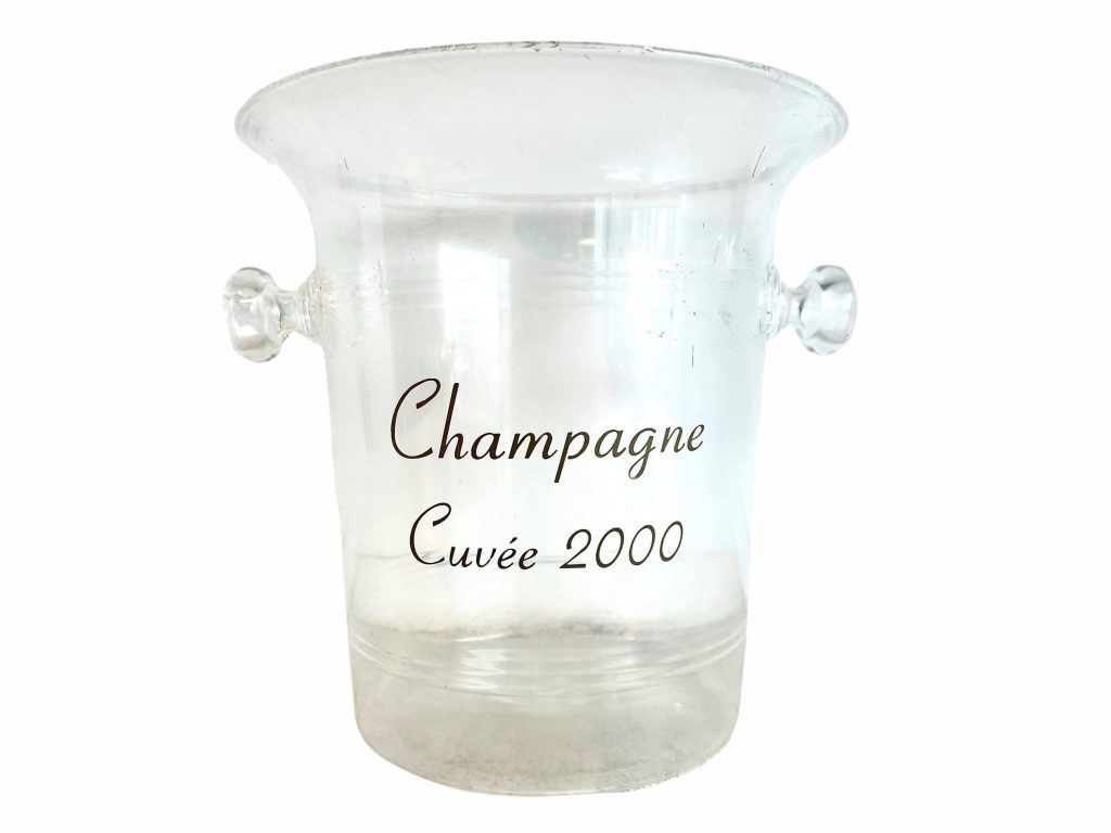 Vintage French See Through Millenium Plastic 2000 Champagne Wine Ice Bucket Cooler Display Stand Pot Handled c2000 / EVE