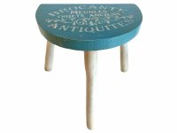 Vintage French D Stool Traditional Small Milking Wooden Brown Wood Small Chair Stand Display Plinth Seating Pot Tabouret c1970's / EVE